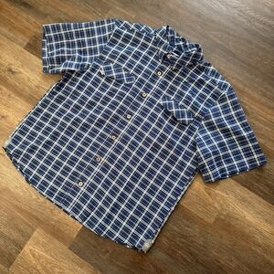 Mojo Sportswear Fishing Shirt Short Sleeve Blue Plaid‎ Men's Sz XXL Breathable